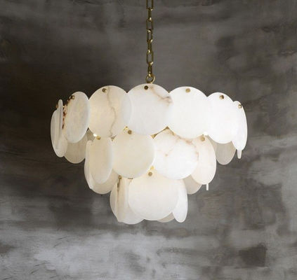 Iluminação moderna luxo restaurante bar interior grande lustre de mármore para sala de estar simples lustre de alabastro D60CM