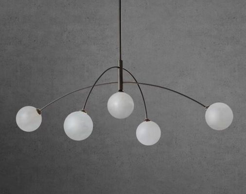 Postmoderna Moda Criativa Latão Sala de estar Lâmpadas Simplicidade Luz Luxo Hotel Sala de dormir Alabastro Lâmpada Pendente