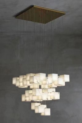 Lâmpadas de luxo de alabastro de estilo moderno Vila de teto alto Hotel Lobby Escada espiral Lâmpadas