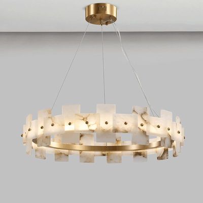 Casa Decoração Círculo LED Luxo Lâmpada Pendente Moderna Lâmpadas de candelabro Alabastro Iluminação Produtos