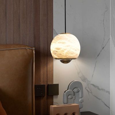 Luxo Decorações interiores Suspensão linear Ilha de cozinha Sala de estar Sala de dormir Bola redonda Alabastro Lustreiro