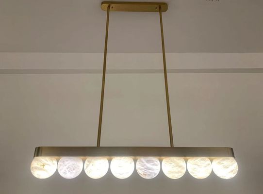 Moderno nórdico candelabro de mármore Designer High-End Minimalista Sala de estar Alabastro Luz Todo cobre Sala de jantar Lâmpada de quarto
