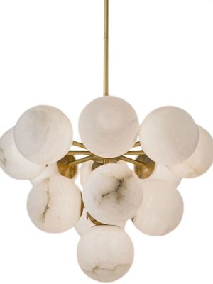 Decoração de casa de luxo Bola de alabastro Lâmpadas pendentes de cobre nórdico moderno para sala de estar restaurante