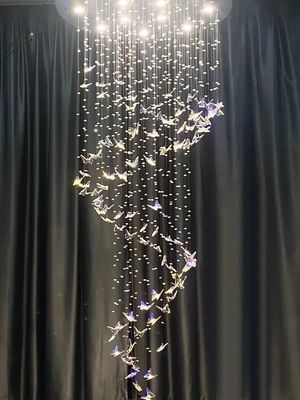 Luxo artístico borboleta vidro teto luz candelabros Para hotel villa restaurante decoração de casamento