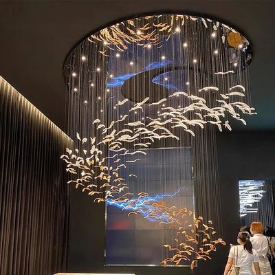 Lâmpadas de design personalizadas Escalões grandes Decoração de escada Iluminação de hotel Artistic Murano Vidro Penha LED Lâmpadas penduradas