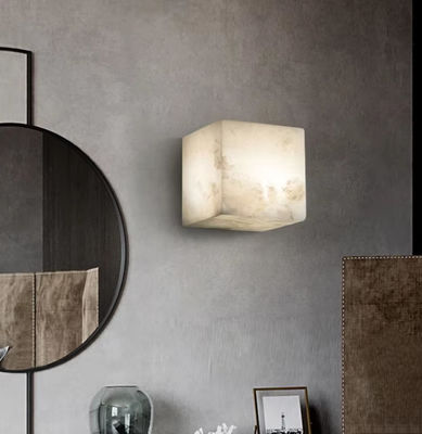 Quadrado Alabastro Luz Moderna Luz de quarto Led Novo Design Hotel Nordic Quarto Dormitório Corredor Leite de parede de mármore de latão