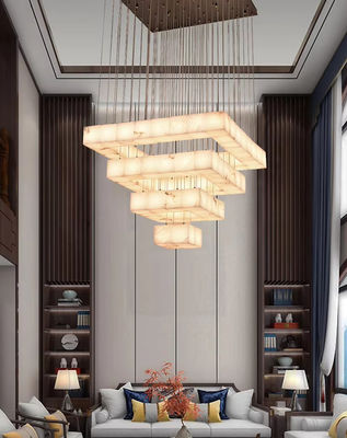 Escalinha de cobre de mármore longa luz pendente minimalista moderna designer villa sala de estar decoração criativa lâmpada de alabastro