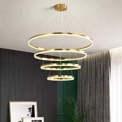 Quatro anéis pendurados decoração de casa candelabro led anel acrílico luxo teto anel candelabro