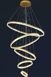 Cinco anéis pendurados decoração de casa candelabro LED anel acrílico luxo teto anel candelabro