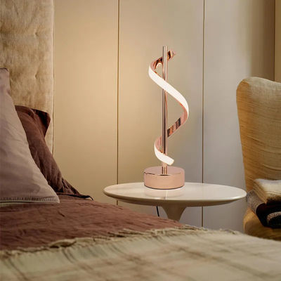 Lâmpada de mesa espiral de LED contemporânea minimalista de ouro rosa/preto de alumínio 12W Lâmpada para quarto