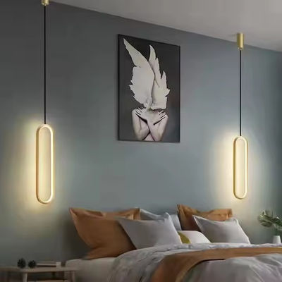 Modern Linear Negro Dourado Pendente Luz Villa Duplex Sala de estar Sala de dormir Refeição Casa Decoração Lâmpadas LED