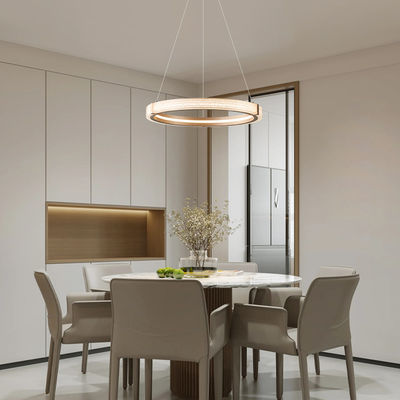 Lâmpadas pendentes circulares modernas nórdicas de areia de cristal criativa de ferro acrílico 3CCT Dimmable LED Pendant Lights para decoração de casa