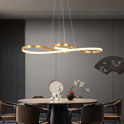 Espiral de ouro e branco acrílico difusor Lâmpada Pendente para sala de estar e cozinha aberta ou decoração de iluminação de quarto de dormir