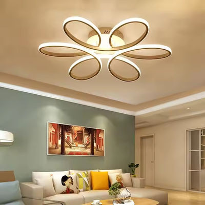 Dimmable Gold Surface Mounted Led Acrylic Ceiling Light Minimalista Creative Ring Hanging Light Forma de flor Moderno