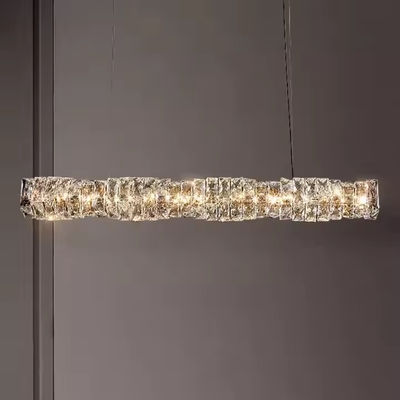 Lâmpadas de candelabro de cristal linear moderno Lâmpadas de candelabro retangular personalizadas Lâmpadas pendentes de jantar