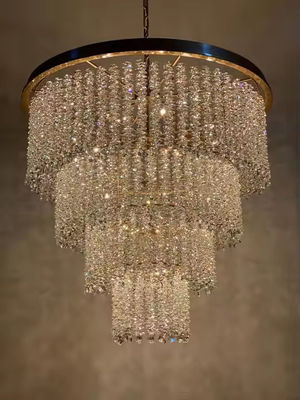 Produtor de candelabro de hotel luxo ouro moderno cristal redondo pingente luz para banquete de casamento grande pingente para interior