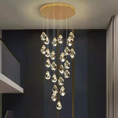 Interior de escada de hotel luxo moderno cristal candelabro pendente luz com lâmpada de teto LED tamanho de lâmpada 130 * 110mm