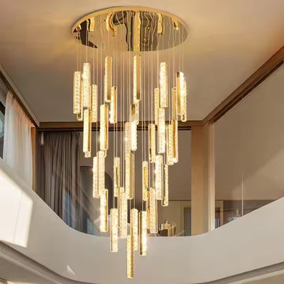3000K-6500K Temperatura de cor Cristal Lustreiro LED Anel para Hotel Moderno Lobby Escada Villa