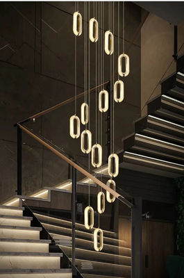 3200-6500K Três cores de mudança de luz LED Lustreiro de luz moderna luxo Acrílico Pendente Oval para casa e restaurante