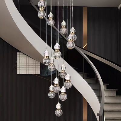 Modern Light Luxury Staircase Long Pendant Lamp 5KG Peso AC 110-240V Voltagem de Entrada Duplex Loft Design