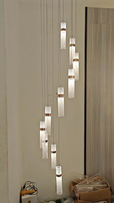 Duplex longa candelabro escada moda luz luxo simples pós-moderno criativo loft rotativo arte luz de sala de estar oca