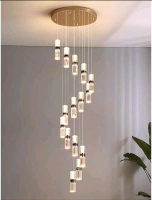 Lâmpadas de luxo de cristal com escada ajustável para restaurante, hotel ou villa