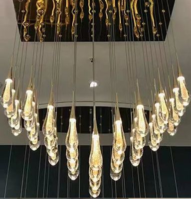Vila Interior Hotel Home G4 Tipo lâmpada de alumínio gota de água Vila escada led cristal candelabro