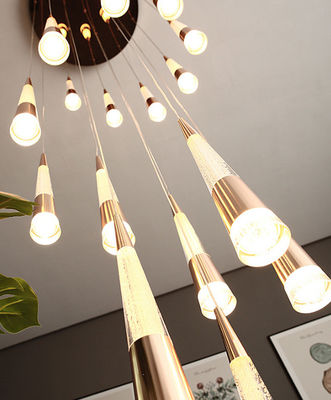 Casa Luxo Decorativo Moderno Vila Sala de estar Hotel Pendente Pendente Luz Alumínio Redondo LED Lâmpada Tipo Lâmpada Duplo Cabeça Frito Flores Bolhas Lustreiro