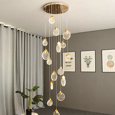 Iluminação interior LED de pendente de cristal moderno quarto de luz pendente com alumínio e cristal claro