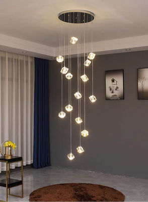 Lâmpada de cristal de candelabro de sala de estar Lâmpada duplex de escada para atmosfera moderna