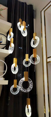Modern Crystal Ring Chandelier Creative Villa Hotel Restaurant Gold Pendant Light Escalão Chandeliers