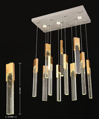 Lâmpadas de entrada personalizáveis DY2838 Cristal de ouro Caixa quadrada pequena 61 * 370mm Design completo e personalização de amostras