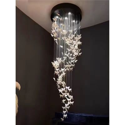 Nordic Creative White Ceramic Butterfly Sala de estar Lustreiro Simples Sala de Jantar Moderna Escalas Sala de Dormir Villa Lâmpadas Cerâmicas