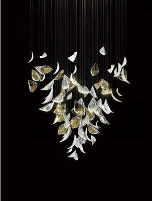 Lâmpadas de cristal de luxo decorativo de luxo moderno de folha de vidro grande