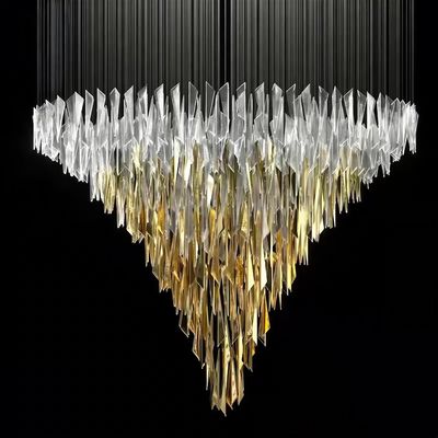 Lâmpada de vidro transparente branco triangular de luxo luxo grande lândega não padrão