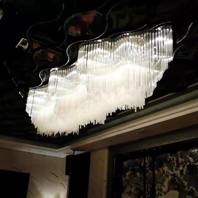 Lâmpadas personalizadas de cristal de lobby Largo lobby de hotel banquete art art lâmpadas não padrão de engenharia escada de vidro lâmpadas de casamento iluminação de salão de cristal luz de luxo teto
