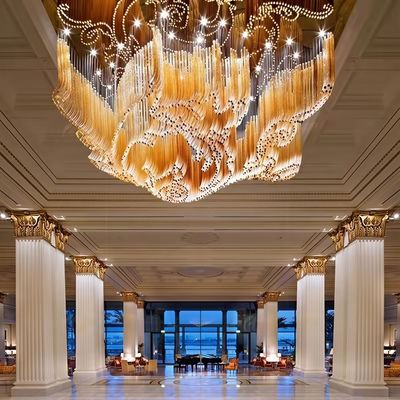 Custom Big Large Hotel Lobby Sala de banquetes Murano Lâmpada de pingente de vidro Lâmpadas de luxo modernas Para decorações de sala de casamento