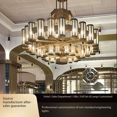 AC 85-265V Voltagem Iluminação de interior moderna Lâmpadas de grande foyer Para restaurante chinês simples de cobre de metal