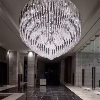 Lâmpadas de vidro de folha de vidro personalizadas Lâmpadas de vidro de folha de vidro Villa Hotel Lobby Projeto Texturas de vidro de arte clara torcida Lustres