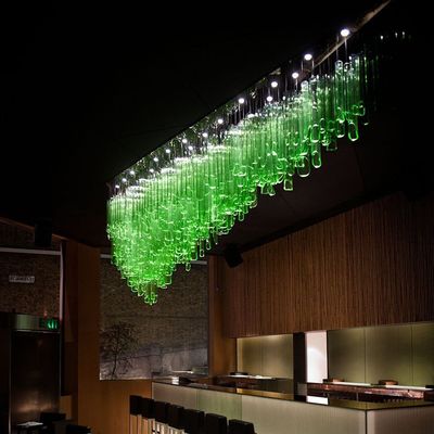 Decoração de arte na moda Lâmpadas de vidro verde para recepção de restaurantes quartos de hotel personalizados e fonte de luz LED