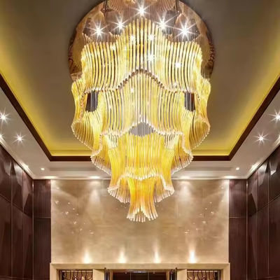 Lobby de vendas Luz de cristal de luxo Projeto não padrão LED redondo Lustre de arte criativa com 50000 horas de vida útil