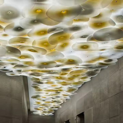 Iluminação de vidro de estilo moderno Lobby do hotel Projeto grande sob medida Indoor LED Lâmpadas de vidro soprado à mão Chandelier de arte