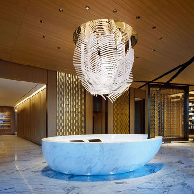 Criativa Luz de Cristal Custom Moderno Luxo Art Branco teto Lâmpadas Para Hotel Lobby Com Forma Especial E Ampla Faixa de Voltagem