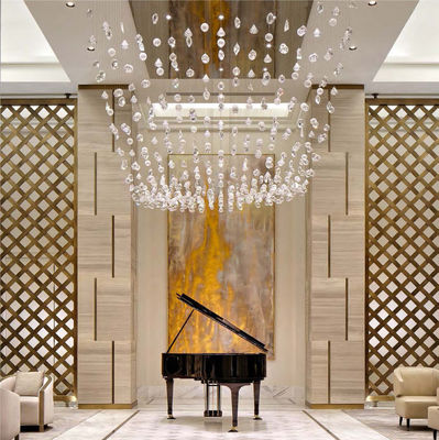Decoração de escada de hotel personalizada Lobby Villa Tecto moderno Cristal grande vidro candelabro suspenso