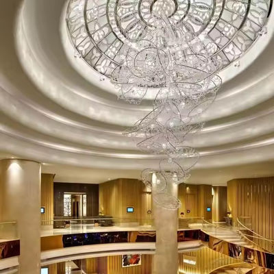 Cristal não padrão de engenharia Custom Hotel Hall Lustreiro Sala de banquetes Crystal Ball Mesh Lâmpada de engenharia de metal