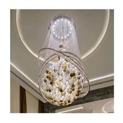 Customizado Luxo Moderno Grande Tecto Alto Multicolor Vaso Pendente Cristal de Vidro Lustres Para Hotéis Villas