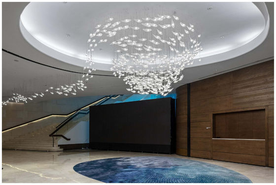 Custom Lobby Hotel Decorados Lustres Pendentes Lâmpada Pendente Shopping Mall Villa Sala de estar Luz LED em forma de peixe Vidro