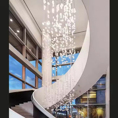 Large Glass Stone Light Luxury Art Custom Chandeliers para Hotel Escalão Lâmpada Pendente