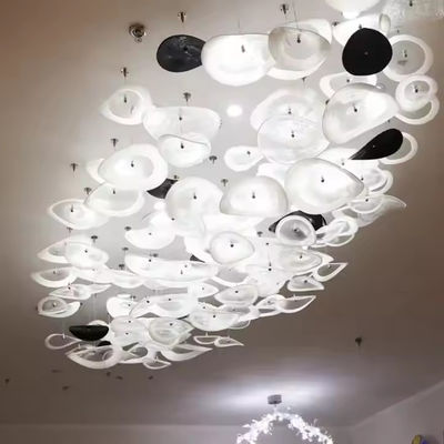 Pantalão de vidro branco Arte de vidro Hotel Lobby Villa Sala de estar Luxo Tecto de vidro Led Lâmpadas decorativas