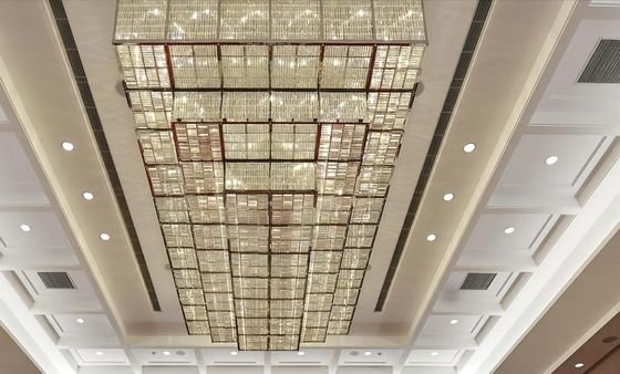 Modern Large Flush Mount Rectangle K9 Crystal Chandelier Lobby Pendant Light Banquete Hall Chandeliers